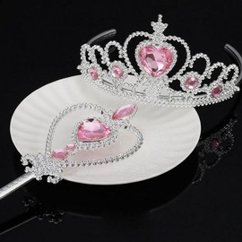 Girls' Princess Birthday Set: Crown & Magic Wand Accessories Crown Wand Light Pink 5ea