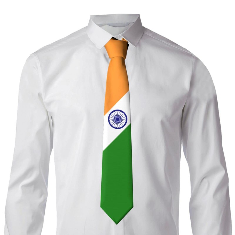 DABOYOZHZH India Flag Emblem Striped Necktie Men'S Neck Ties Mens