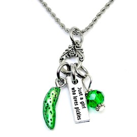 ChubbyChicoCharms Loves pickles charm 20" Necklace pickle jewelry with picklejar charms