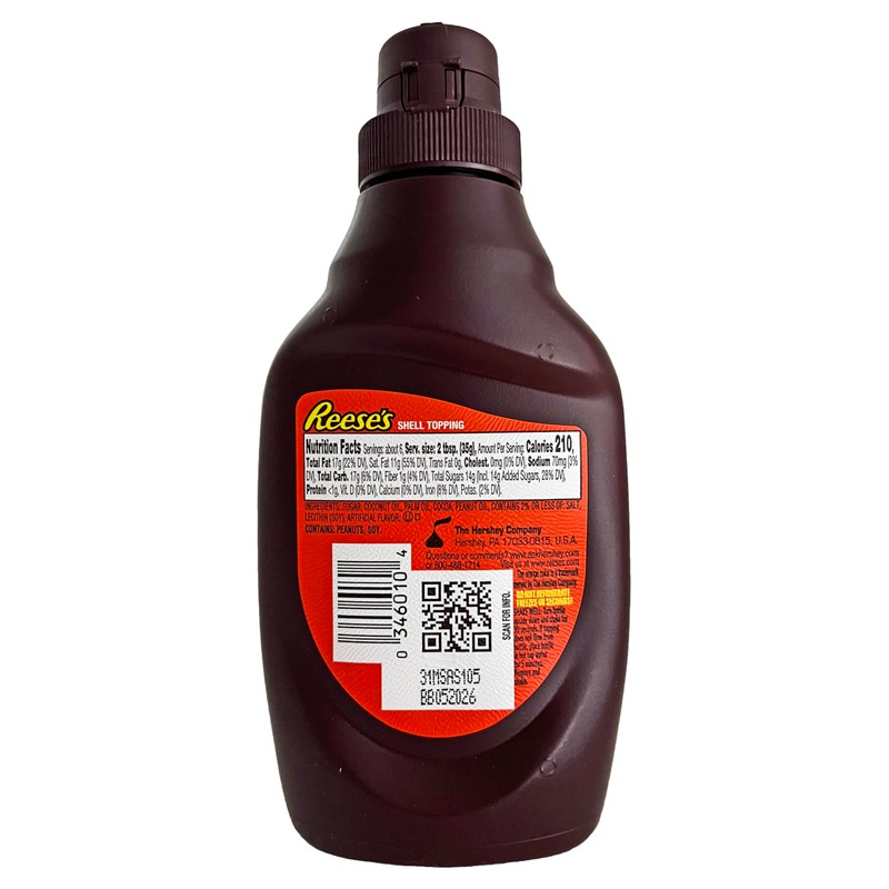 Reese's Peanut Butter Shell Topping,7.25-Ounce Bottle (Pack of 3)