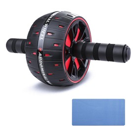 A.F.N.A.L AB Wheel Roller, Exercise Abdominal Wheel Fitness for Gym & Home, Work-out Strength-Training Equipment with Knee Pad, 12"W, Black & Red