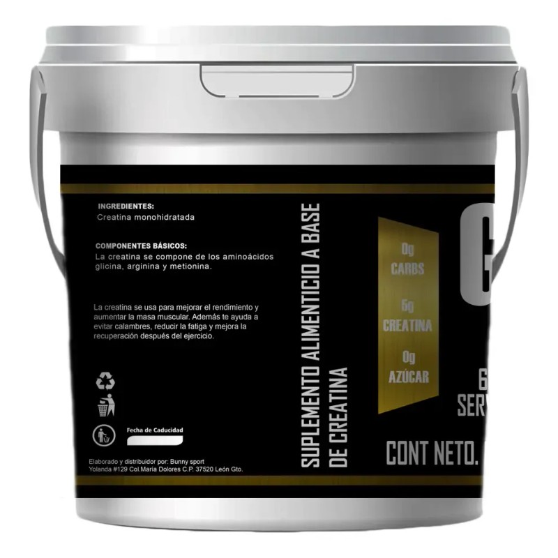 Creatina Monohidratada 3kg En Polvo Golds Protein 600servis