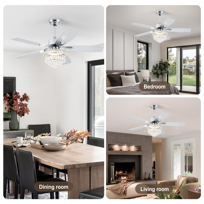 Esiovco Chandelier Ceiling Fans With Lights And Remote,42in Chandelier Fan