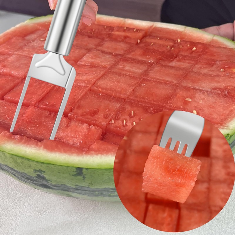 Velaco 2-in-1 Watermelon Cutter and Fork, 9.5 Inch Stainless Steel