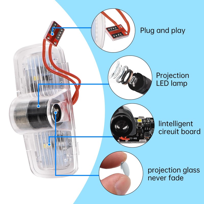 2 Pack LED Car Door Projector Courtesy Lights Ghost Shadow