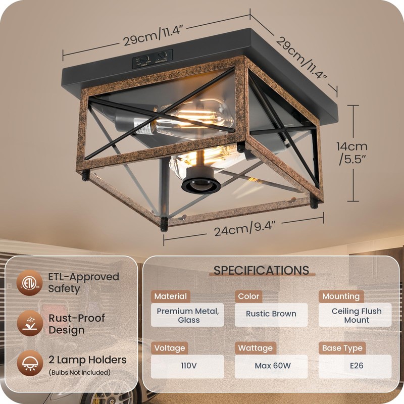GOEBLESON Outdoor Ceiling Light with Motion Sensor, Flush Mount Porch