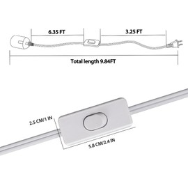 CXLHO E26/E27 Hanging Light Socket with Cord 2 Pack, 9.8ft Extension Cord with On/Off Switch Pendant Light Socket with Silicone Cover and US AC Power Plug for Kitchen Bedroom Dining Room, White