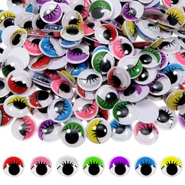 TOAOB 210pcs 15mm Plastic Wiggle Eyes with Eyelashes Googly Eyes Self Adhesive Assorted Colors Craft Stickers Eyes for DIY Arts Scrapbooking Decoration