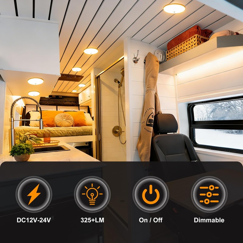 acegoo RV LED Ceiling Dome Light w/Switch 4.5” RV Lights