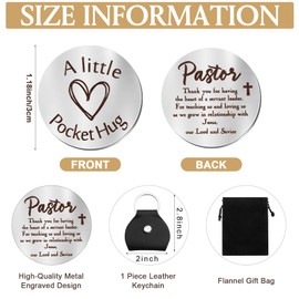Sureio Pocket Hug Token Long Distance Relationship Keepsake Stainless Steel Double Sided Inspirational Gift with Keychain (Pastor Gifts)