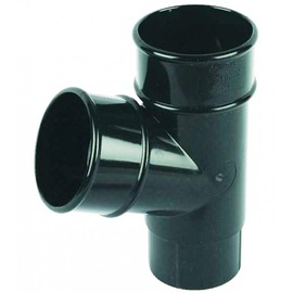 FLOPLAST 68mm Round 67 Degree Downpipe Branch - Black