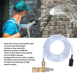 Chemical Injector, Easy Installation 5000PSI Chemical Injector Kit Brass Stainless Steel with 9.8ft Tube for Pressure Washer