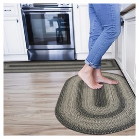 Homespice Flint Hill Gray Oval Braided Rugs 20x30 Primitive Braided Rug for Your Kitchen, Bathroom and Entryway