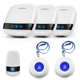 LIOTOIN Wireless Caregiver Pager Call Button Nurse Alert System Call Bell for Home/Elderly/Patients/Disabled 3 Transmitters 3 Plugin Receivers (600+ft Operating Range)…