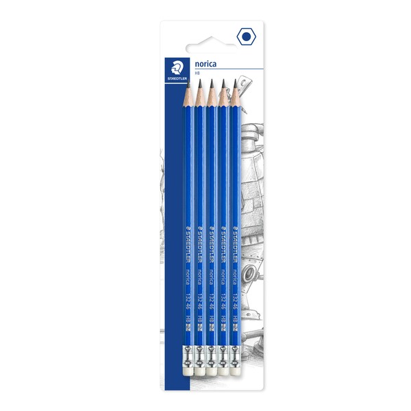 STAEDTLER 132 46BK5D Norica Eraser-Tipped Pencils (Pack of 5)