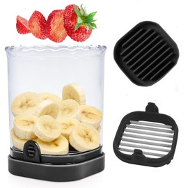 Strawberry Slicer Cup/Egg & Fruit Slicer with Stainless Blades for Banana, Cucumber, Mushroom/ABS Detachable Fruit Cutter with Push Plate Slice Kitchen Gadget - Precision Berry Cutter Tool