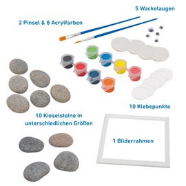 moses. Craft Fun - Creative Stone Pictures, Creative Set with Illustrated Step-by-Step Instructions, Craft Set for Children from 4 Years, DIY Set for Creative Design of Stone Pictures