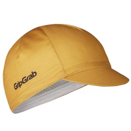GripGrab Lightweight Summer Cycling Cap UV Protection Bicycle Underhelmet Hat Retro Cycling Mesh Fly Protection Bicycle Hat, mustard yellow
