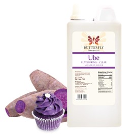 Butterfly Ube Purple Yam Flavoring, Clear Color, 34 Fl Oz (1L) – Ube Extract for Baking, Drinks, Desserts, Coffee, Ice Cream, Restaurant Size