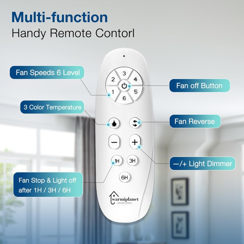 warmiplanet 52 Inch Indoor Ceiling Fans with Lights and Remote