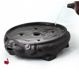 Tea Tray Saucer Mat Zisha Kungfu Tea Pixiu Saving Water Fortune Decorations Fengshui Good Luck Wealth (M)