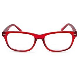 In Style Eyes Seymore Retro Bifocal Cheaters Reading Glasses - Full-Rimmed Classic Oval Acetate Frame - Non-Progressive Lens - Clear Red - 2.25x