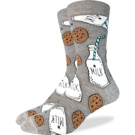 Good Luck Sock Men's Milk & Cookies Socks, Big & Tall, Shoe Size 13-17