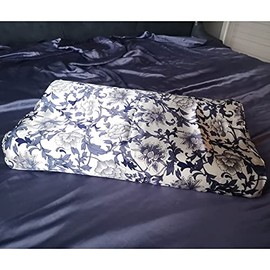 Cozysilk Silk Pillowcase for Memory Foam Pillow Neck Pillow, Pure Mulberry Silk Pillow Case for Cervical Pillow Contour Pillow (Blue and White, 20" x 12.5" x 4"/3")