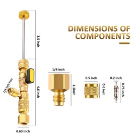 Mudder HVAC Valve Core Remover Installer Tool with Dual Size 1/4 & 5/16 Port, 20 Pcs Valve Cores and 10 Pcs Brass Nut, Compatible with R22 R134A R410 R32 R12 A/C
