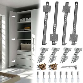 Lipshome Pocket Door Slides, Cabinet Pocket Door Slide,Pocket Door Hinge,Pivot Door Slide Hardware Inset,Cabinet Pocket Door Hardware Kit Fit for Inset Door,Cabinet Door (24 inches, Pieces, 4)