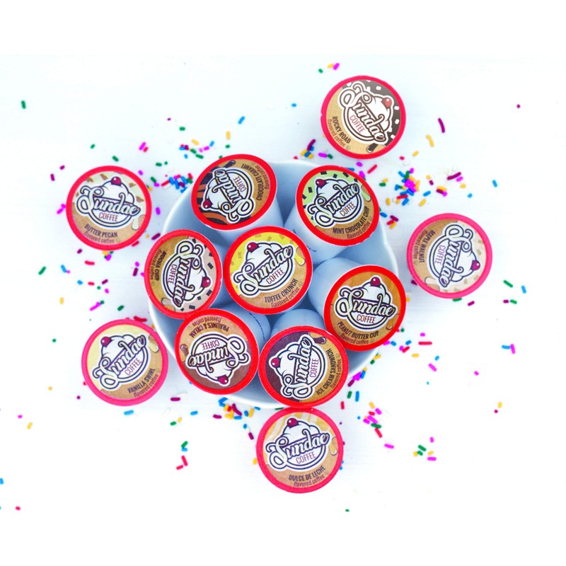 Sundae Ice Cream Flavored Coffee Pods, Compatible with 2.0 Keurig