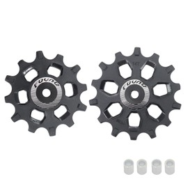 DJC Bike Bearing Pulley Wheel 2pcs Guide Roller 12t 14t 16t MTB Road Bike Rear Derailleur for Sram for Shimano M9000 R8000 Over Sized Narrow Wide Tooth (1pcs 12T and 1pcs 14T)