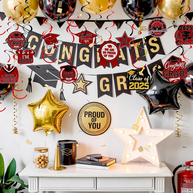 Graduation Hanging Swirls, Graduation Decorations Class of 2025, 30 PCS