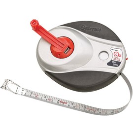 Starrett Exact Plus KTXP511-100ME-N ABS Plastic Silver and Black Case Closed Reel Steel Long Tape, English/Metric Graduation Style, 100' (30m) Length, 0.5" (12.7mm) Width, 0.125" Graduation Interval