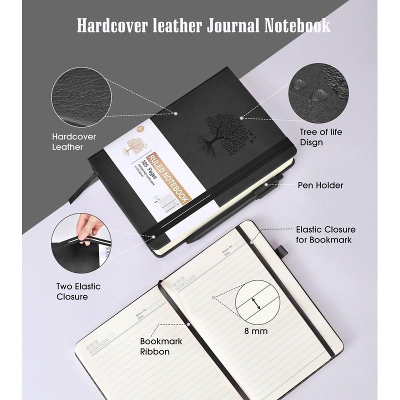 Lined Journal Notebook -365 Pages A5 Thick Journals for Writing