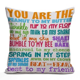 Tomda You are The Peanut to My Butter Cushion Cover Best Friend Quotes Decorative Pillow Case Cotton Linen Throw Pillow Cover Decor 45x45cm 18x18 Inch Pillowcase for Home