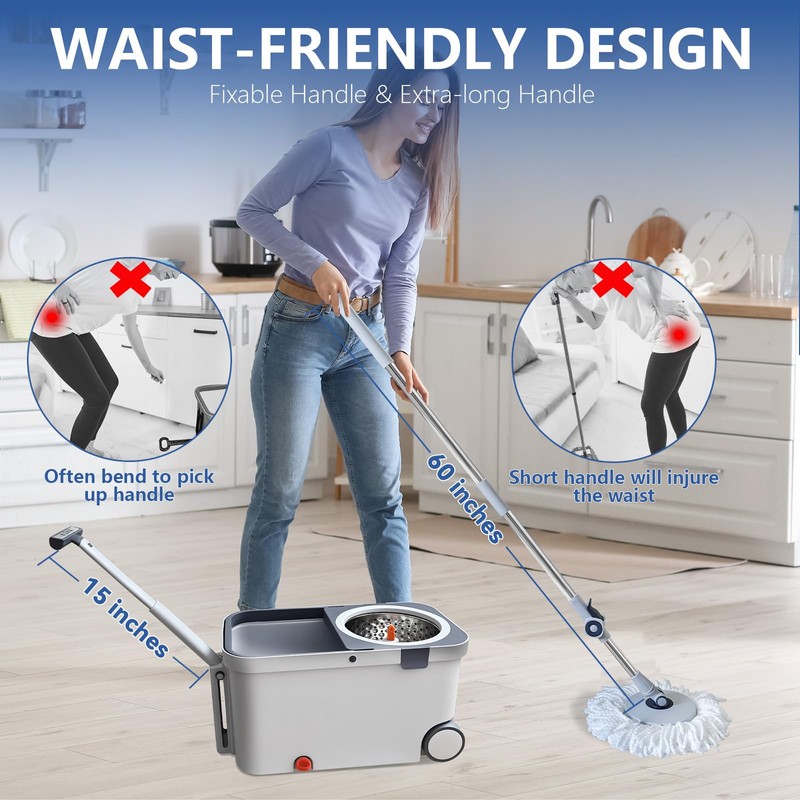 Tikaa Atok Spin Mop and Bucket with Wringer Set, Bucket