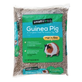 Small World Guinea Pig Feed, High Fiber Food for Guinea Pigs, Complete Nutrition, Vitamin C for Essential Nutrition, 9 lbs