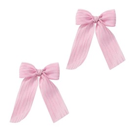 BOENBE LOVED 2PCS Cotton Linen Hair Bows Soft Accessories for Baby Toddlers Teens Kids (Pink)