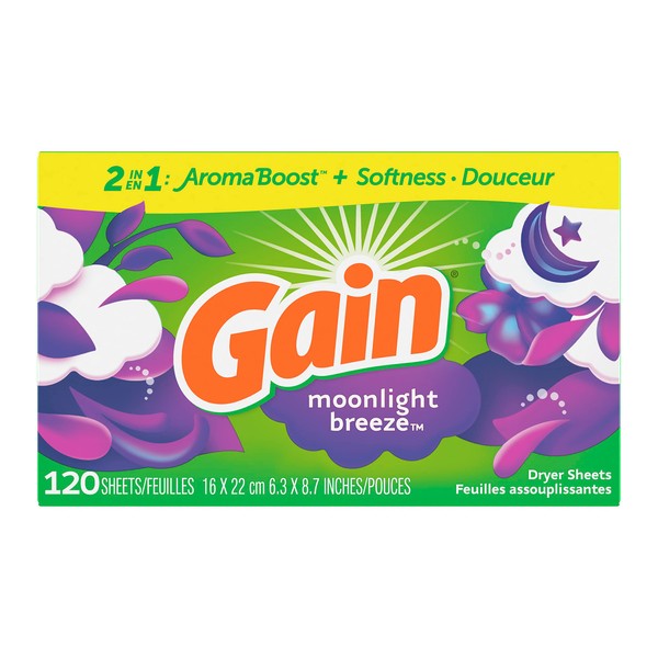 Gain Dryer Sheets, Moonlight Breeze Scent, 120 Count