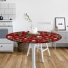 Christmas Candy Holly Leaf Decor Round Fitted Tablecloth with Elastic