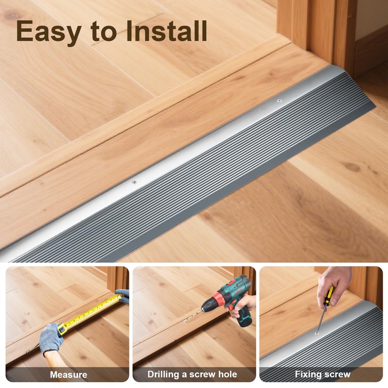 Heneymo Aluminum Floor Transition Strip, Door Thresholds Bridge The Height