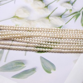 3-4mm White Pearl Beads Round Shape Natural Cultured Freshwater Pearl Loose Beads for Jewelry Making Necklace DIY Crafts 2 Strands