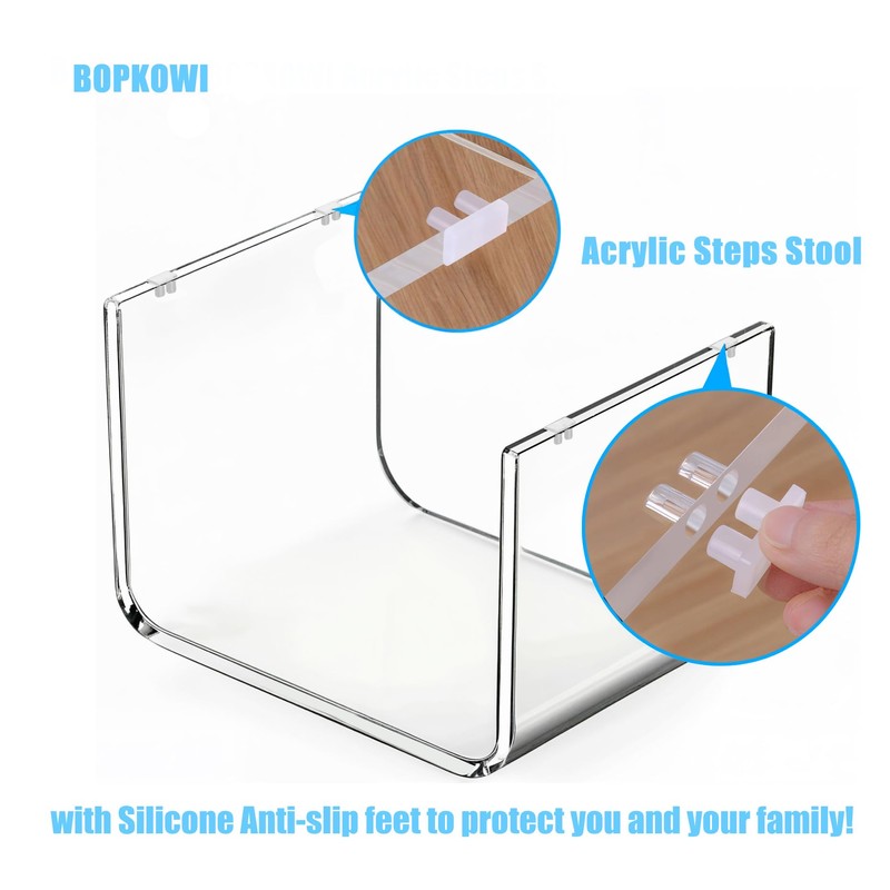 BOPKOWI Acrylic Step Stool,Acrylic Stool,Acrylic Small Step Stool,Clear Foot Stool,Clear