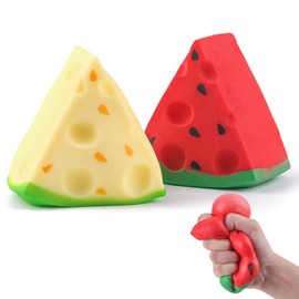 ​​ANBOOR 2 Pieces Watermelon Squishies Toy - Kawaii Soft Slow Recovery Fruit Squeeze Stress Toys, Super Soft Sensory Fidget Toys for Kids and Adults
