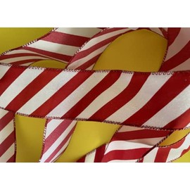 1 Pcs 2.5" Wide Candy Cane Peppermint Ribbon, Red White Iridescent Glitter Wired Ribbon, Ribbon for Crafts 50 Yards | #AA87RK