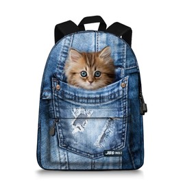 JBS-NO.1 Cute Cats Backpack for Teen Girls Boys,Canvas Dogs Animals BookBags for School (cat-4)
