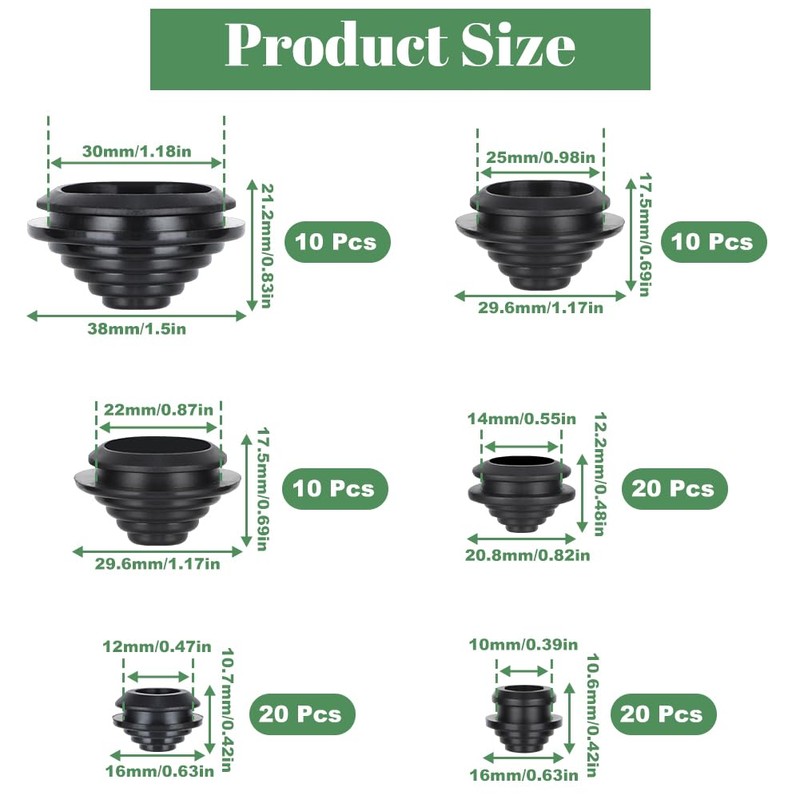 Pack of 90 Rubber Grommets, 6 Sizes Cable Grommet Rubber,