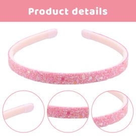 5 Stück haarreifen mädchen, Buntes haarreif Kunststoff Glitzernd Niedlich Rutschfest Dick Glitzernd Konfetti Regenbogen Haarbänder mit Zähnen für Kleine Mädchen