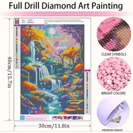 Landscape Diamond Painting Kits for Adults-Scenery Diamond Art Kits for Adults,Round 5D Forest Gem Art Kit for Adult DIY Crafts Kit Gift Home Wall Decor Gifts(16x12inch)